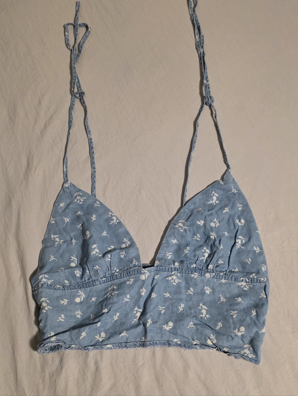Light Blue Floral Crop Top